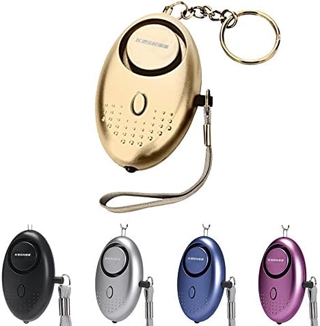 Personal Alarm, KESHEE 130dB Personal Safe Siren Song Alarm keychain for Women Elderly Student Emergency Self Defense, Bag Purse Key Chain Keyring Clip With LED Flashlight (gold)