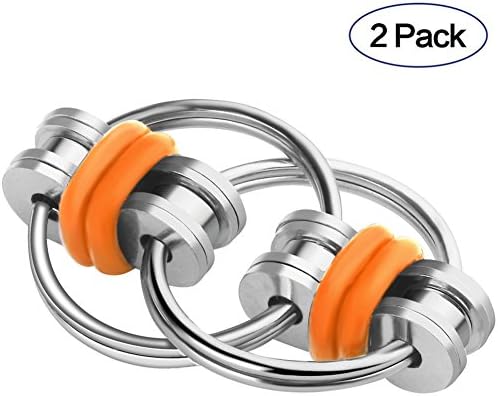 SMARTED Flippy Key Chain Fidget toy for Kids Adults Fidgeter Focused Concentrate ADHD Keep Hand Busy Stress 2 Pieces (Orange)