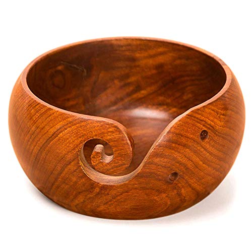 Yamalans Handmade Wooden Yarn Bowl, Home Knitting Needlework Storage Crochet Organizer Yarn Holder for Knitting & Crocheting 7.87 x 2.76 inch