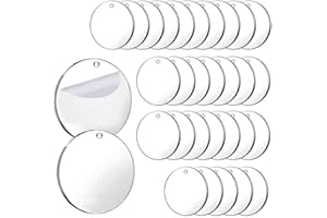Lxiaohdudu 30 pcs 3 Inch Clear Organic glass Ornaments with Hole Crafts Blank Round Organic glass Circles Ornament Blanks Cir
