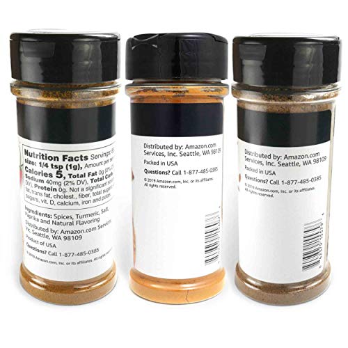 AMAZON BRAND – HAPPY BELLY INDIAN SPICES (TURMERIC, CUMIN, CURRY POWDER), 3 PIECE SET