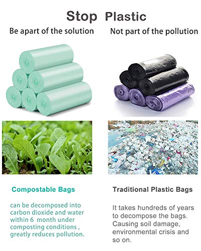 Small Trash Bags Garbage Bags, 2.6 Gallon Mini Compostable Trash Bags Bathroom Wastebasket Can Liners, Food Scrap Small Kitchen Trash Bags For Bedroom Office Fit 10 Liter,125 Count,Green