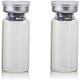 GISUREM 10ml Glass Bottle,Sterile Transparent Vial,Seals Empty Vials, Lab Sample Vial, Empty Vials with Self Healing Injection Port,with Flip Off Aluminum Cap (Transparent Borosilicate Glass A)