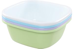 Rinboat 12 Quart Colorful Square Plastic Wash Basin Tub, Dishpan, 4 Packs