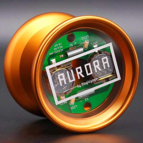 YOSTAR Unresponsive Yoyo, MAGICYOYO Y02-AURORA Pro Yoyo with Ball Bearing Axle, Light Up Yoyo for Kids, 5 Yo Yo Strings Bag Glove (Orange with Pink Light)