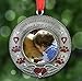 Pet Memorial Photo Ornament - Dog or Cat - Enameled & Jeweled with Red Hearts, Angel Wings & Paw Prints - Gift/Storage Bag Included - 3
