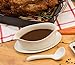 HIC Gravy Sauce Boat with Attached Saucer and 1-Ounce Serving Ladle, Fine Porcelain, White, 18-Ounce Capacity