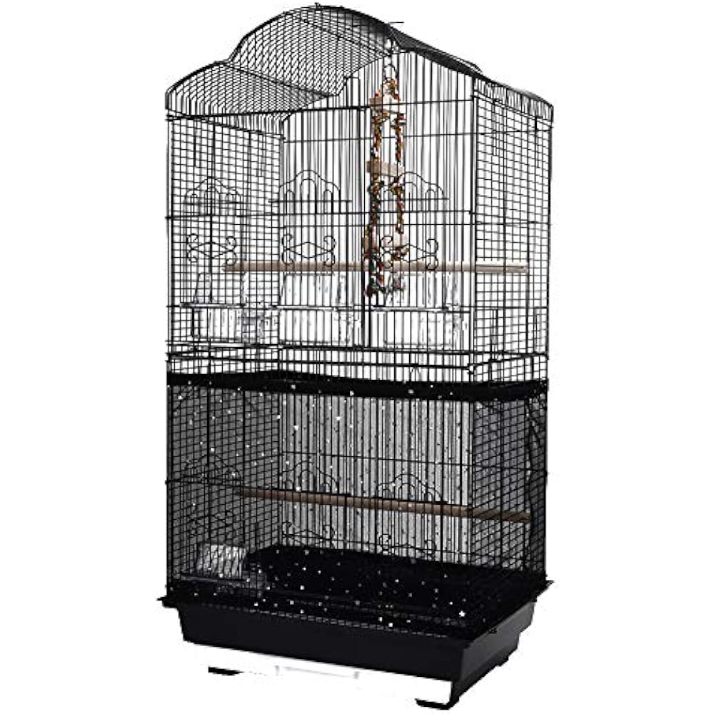 Bird Cage Cover Stretchy Seed Catcher Birdcage Nylon Mesh Net Skirt