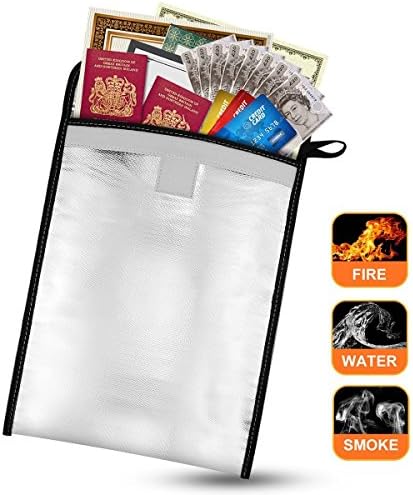 Fireproof Document Bag, Highwinner Water Resistant Safe Bag for Passport and Valuable items(White)