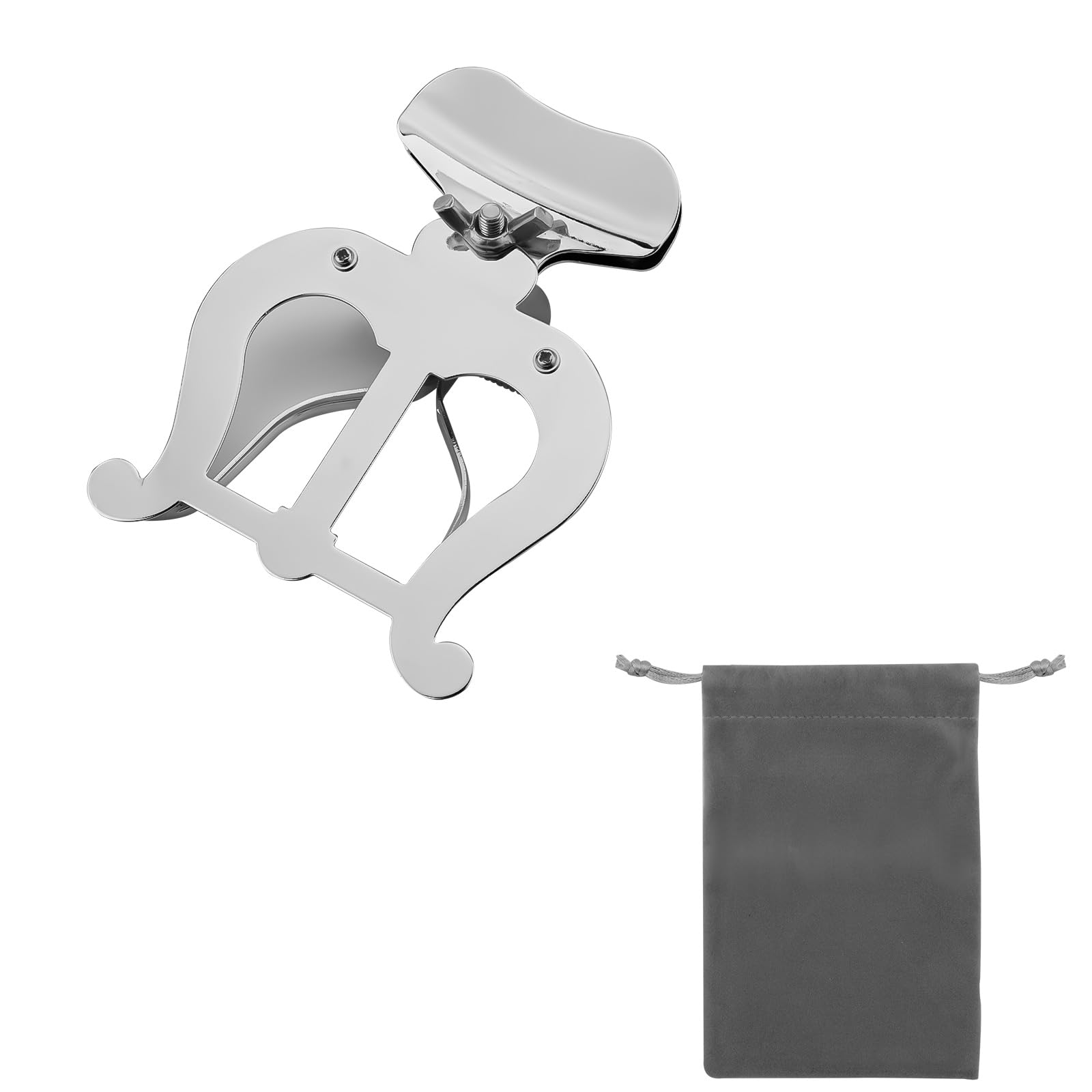 Trombone Marching Lyre Clip, Silver Clamp-On Holder Stand With Storage Bag Portable Sheet Music Clip Saxophone Clarinet Flute Instrument Accessories for Practicing Beginners Marching Band