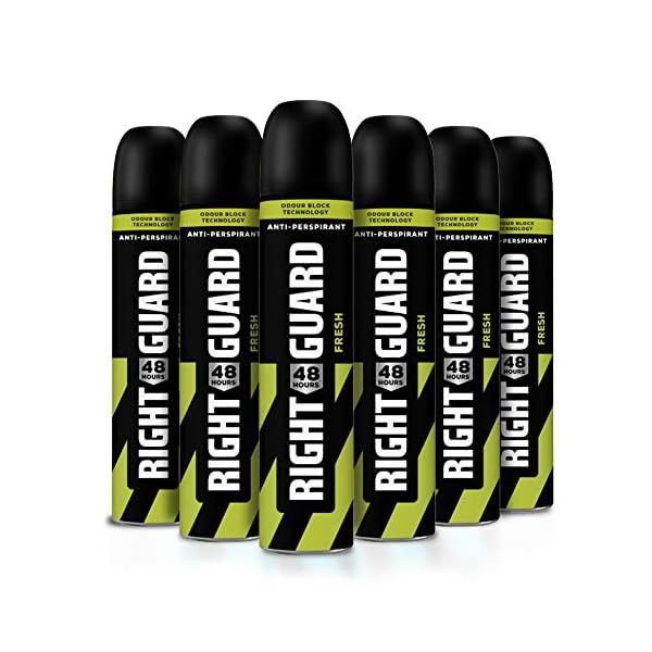 Right Guard Mens Deodorant, Total Defence 5 Fresh Anti-Perspirant Spray, Multipack 6 x 250 ml