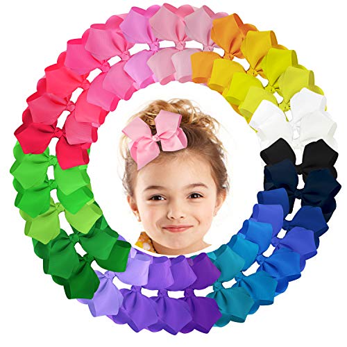Dlala 30pcs 4.5" Hair Bows Clips Grosgrain Ribbon Bows Hair Alligator Clips Hair Barrettes Hair Accessories for Baby Girls Toddler Infants Kids - Thumbnail 6