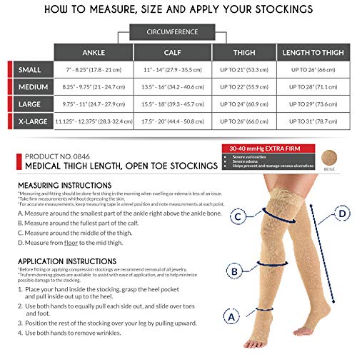 image for Truform 30-40 mmHg Compression Stockings for Men and Women, Thigh High