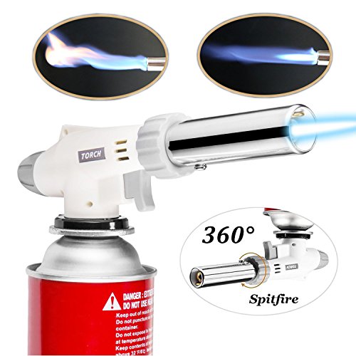 Blow Torch Kitchen Butane Lighter - Culinary Torch Chef Cooking Torch Professional Adjustable Flame with 360 Degree Inverted for Creme, Brulee, BBQ, Baking, Jewelry by TENGYES (Butane Not Included) - Thumbnail 7