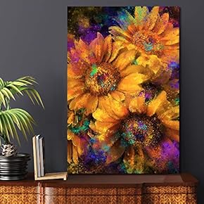 Canvas Wall Art Sunflower Painting Wall Decor Stretched and Framed Ready to Hang - 12x18 inches