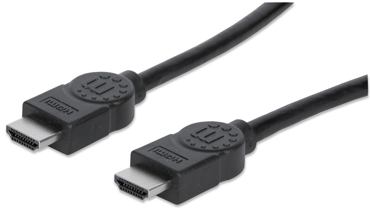 Manhattan HDMI Cable, 4K@30Hz (High Speed), 1m, Male to Male, Black, Ultra HD 4k x 2k, Fully Shielded, Gold Plated Contacts, Lifetime Warranty, Polybag
