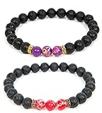 Set of 2 Chakra Lava Rock Women's Men's Bracelet for Essential Oils- 2 for the price of 1