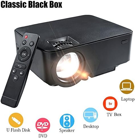 OAKLETREA 1500 Lumens Portable LED Multimedia Projector for Home Theater Games and Entertainments Support USB HDMI AV SD VGA 1080P Video Input (3D 4K HDMI Cable Inside)
