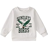 MODNTOGA Toddler Girl Boy Game Day Football Sweatshirt Sundays for The Birds Shirt Kids Sports Fans Long Sleeve Pullover Tops