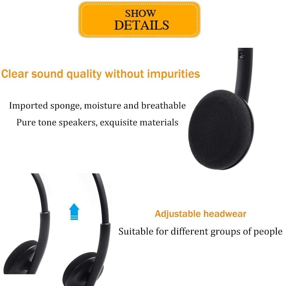 USB Headset & 3.5mm Jack 2 In 1 Phone Headset with Microphone Noise Cancelling & Audio Controls, PC Headphone for Gaming Skype Call Center Office Computer, Clear Voice, Super Light, Ultra Comfort - Image 3
