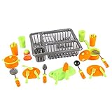 Kids Kitchen Playset - Wash & Play Dish Set - 28 Pieces with Drainer