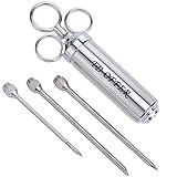 Meat Injector Marinade 304 Stainless Steel 2-oz Large Capacity Barrel And 3 Marinade Needles