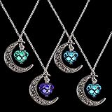 YGDZ Top Quality 4 Packs Luminous Series Moon Love Heart Pendant Necklace Fluorescent Necklace, Glow in the Dark(4 Colors)