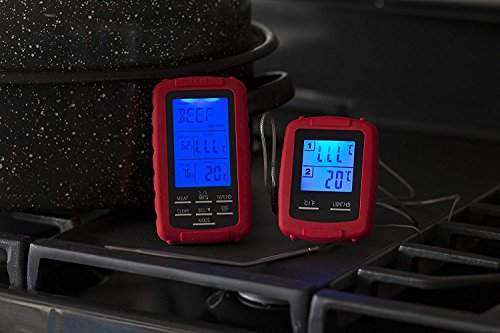 Meat thermometer digital grill oven or Highly smoker remote-reading food thermometers | The best wireless accessories for safe remote bbq grilling, kitchen cooking and smokers (red)