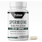 Probase Nutrition Spermidine (10mg of 99% Spermidine 3HCL - Third Party Tested) 120 Capsules - 100x More Potent Than Wheat Germ Extract, Telomere Health and Aging 120-Day Supply - As efficient as NMN