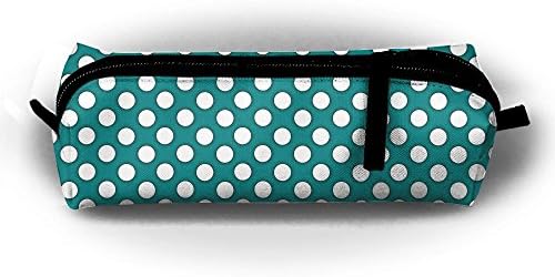 Blue Polka Dots Pattern Unisex Pen Bag Zipper Cosmetic Bags Cylindrical Purse