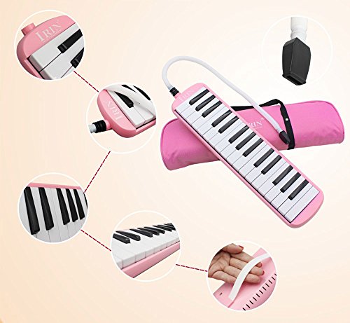WINGONEER Portable 32 Key Melodica Student Harmonica with Bag - Pink - Thumbnail 5