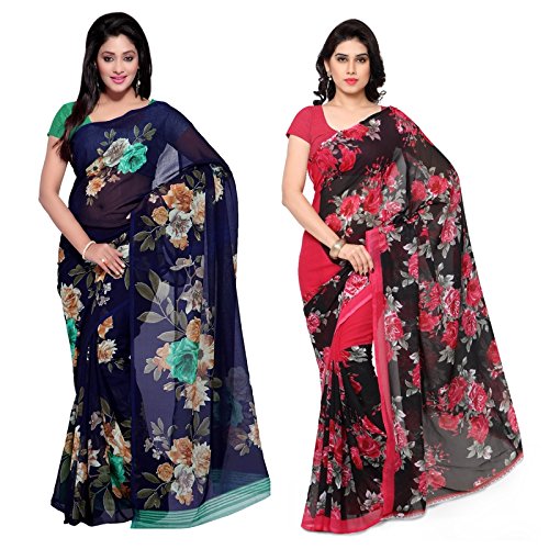 Anand Sarees Womens Faux Georgette Multi Color Printed Pack Of 2 Saree With Blouse Piece (1052_1_1152_1)