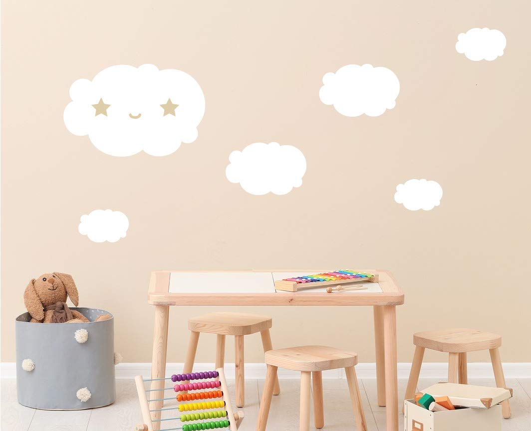 14 Coloris Au Choix Rose Ideale Decoration Chambre Bebe Et Enfant Les Lutins De Camille Lot De 6 Stickers Muraux Nuage Cuisine Maison Decorations Murales Neonwave Es