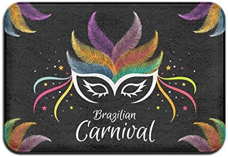 PFUWJ7 Carnival With Colorful Feathers Mask Funniest Rug Non Slip Indoor Outdoor For Kitchen Bathroom