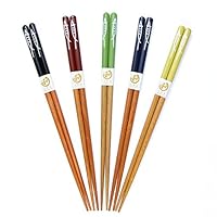 Japanese Wooden Chopsticks 5 Pairs, Bosdontek 9 Inches Natural Wood Chopsticks with Case Reusable Multi Color High-grade Chopsticks Dishwasher safe for Kitchen Dinner Gift(Japanese-Style Fish Pattern)
