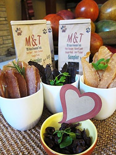 Sampler Doggy bag of Healthy Homemade Jerky Treats for Dogs: Beef,Pork,Chicken,Turkey