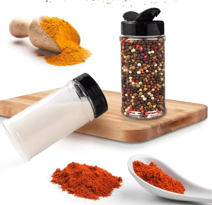 Photo 1 of 2PCS Clear Plastic Spice Jar with Shaker Lids Kitchen Seasoning Containers for Kitchen Storing Spice Powders (200ML)