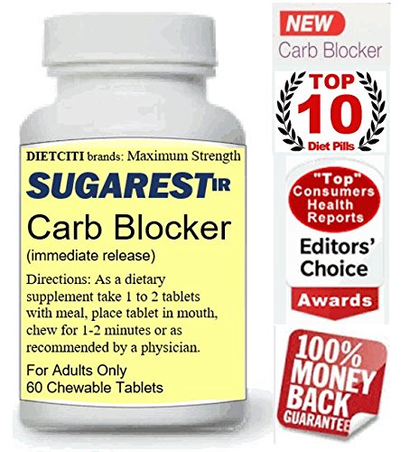 SUGAREST-ir Top Carb Blocker Weight Loss Diet Pills Max Strength Lose Weight CHEWABLE Supplement USA for Women & Men 60 ct