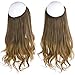 Short Ombre Hair Extensions Halo Wire Sercet Crown Brown Balayage Synthetic Wavy Curly Hairpieces For Women Invisible Auburn Burgundy Heat Resistant Fiber 14″ 3.8oz SARLAthumb 3