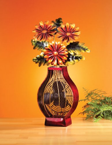 DecoBREEZE Decorative Table Fan, Desk Fan, Two Speed Electric Tabletop Fan, Figurine Fan, 7 inch, Floral Bouquet