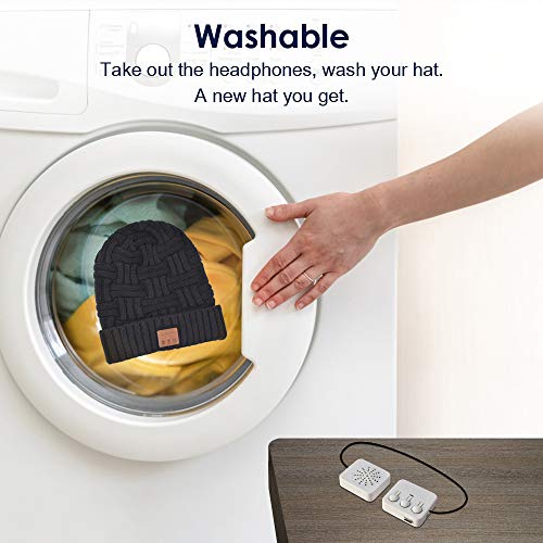 Bluetooth Beanie, Rechargeable Unisex Bluetooth hat, mens gifts with Control Panel, Removable Wireless Earphone hat, Charges via USB, Unique & Delightful for Your Friends, birthday gifts for men women