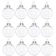 Wenosda 12PCS Clear Plastic Acrylic Fillable Ball Ornament Set, 2.36" DIY Christmas Balls for Holiday Ornaments, Christmas Tree Ornaments,Wedding,Party and Home Decor(60mm/2.36in 12pcs)