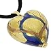 GlassOfVenice Murano Glass Heart Pendant - Blue Waves Gold