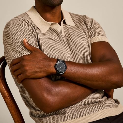 Fossil Men's Minimalist Quartz Stainless Steel and Leather Three-Hand Watch