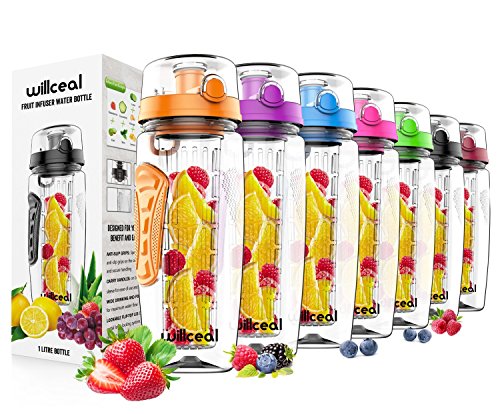Fruit infuser water bottle 32oz willceal- durable, larg…