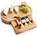 VonShef Oval Slide Out Bamboo Cheese Board and 4 Piece Knife Set, 14 x 8 inches approx