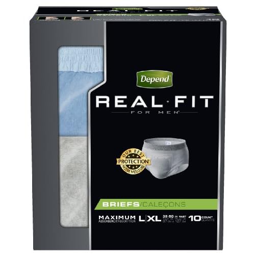 Depend Underwear Real Fit Maximum Absorbency for Men, Large/X-Large, 10 Count (Pack of 4) image