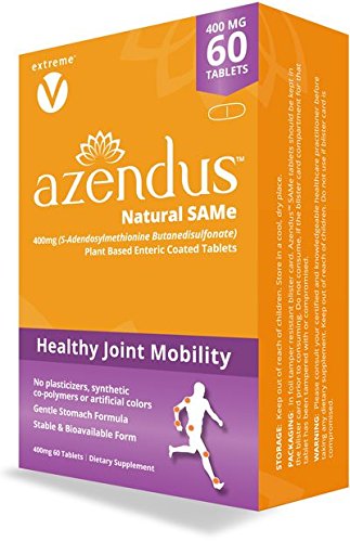 Azendus Natural SAM-e Joint Health Support, 60 Count, 400mg, Physician Trusted, 1 Recommended, Pure, Natural, Stable, Pharmaceutical Grade, Fast Absorption