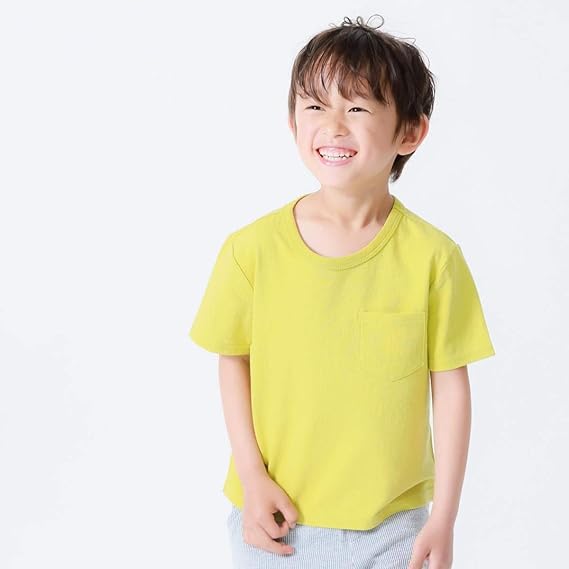 Amazon コムサイズムキッズ Comme Ca Ism Dic 日本の伝統色 ポケット付 Tシャツ キッズサイズ 青朽葉 130cm シャツ ブラウス 通販