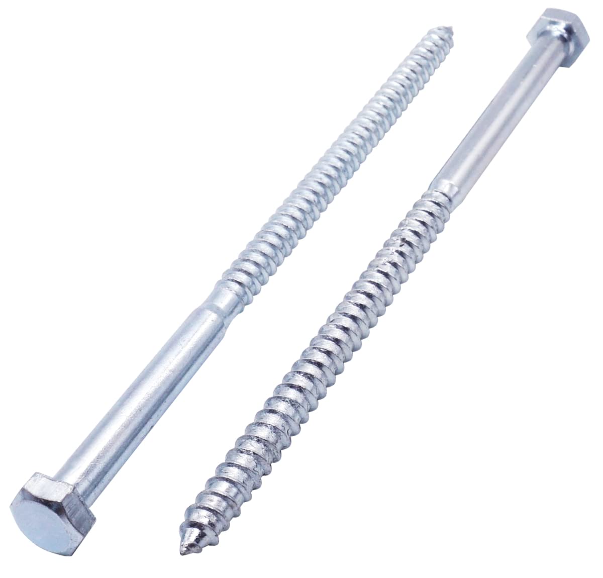 SKIR'CO (2 pcs) DIN 571 Zinc Plated Steel Hexagon Head Wood Screws M12 x 300 mm, Coach Screws, Hex Screw, Lag Bolts